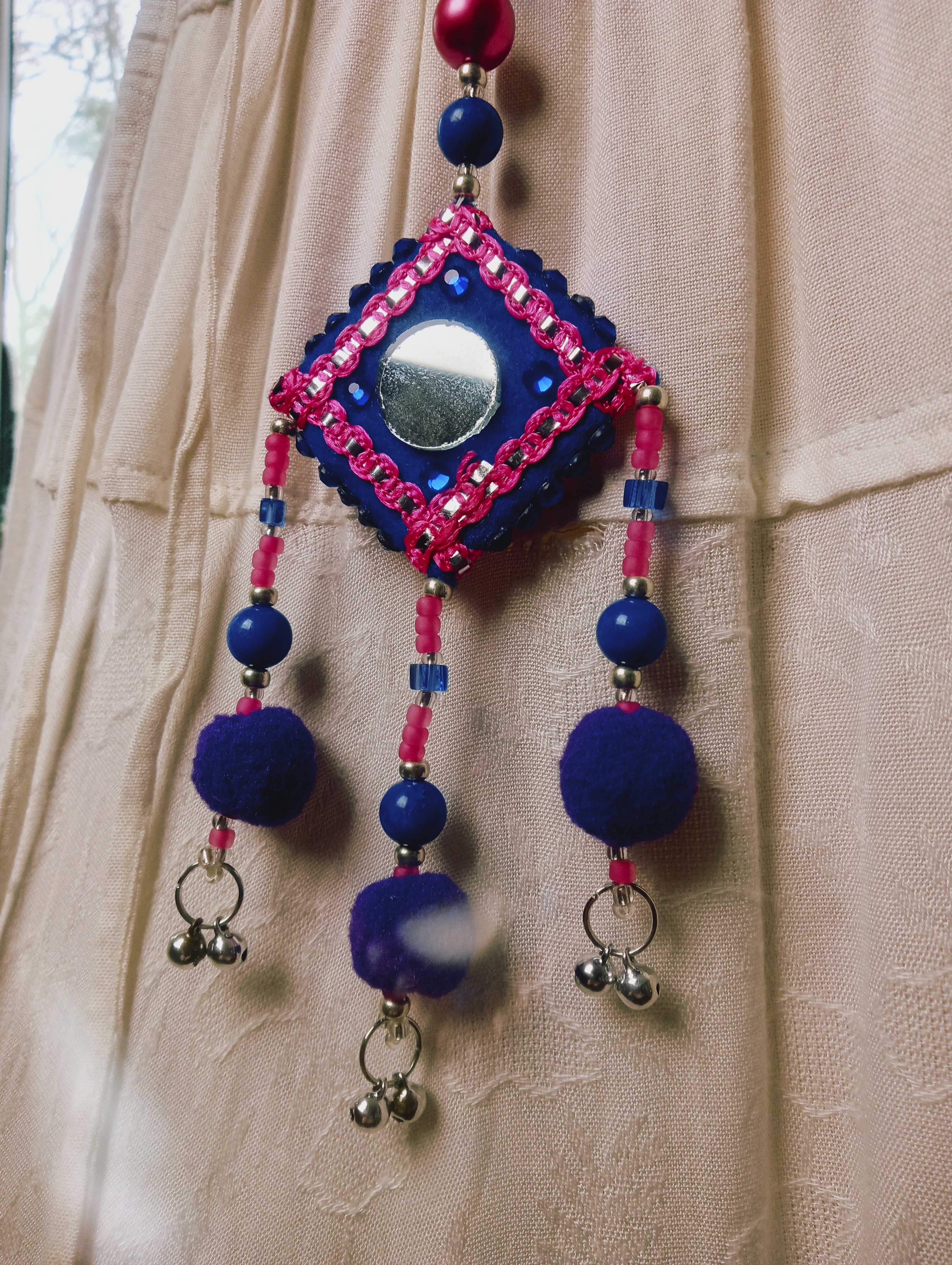 TASSELS - Mirrored, Pom Pom Tassel - Blue, Pink, Purple
