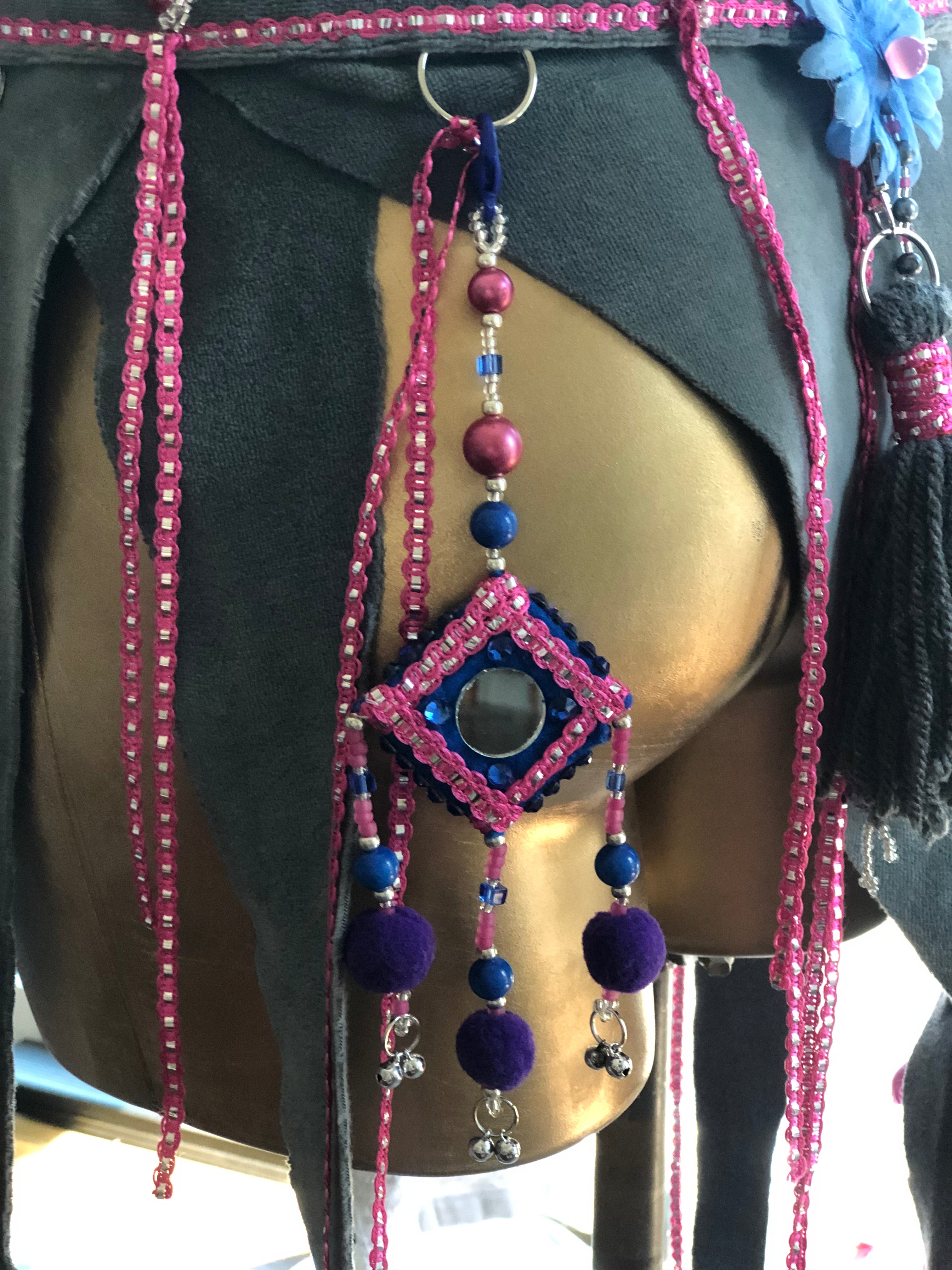 LG TASSEL W BEADS, RIBBONS, MIRRORS, POM POMS & BELLS